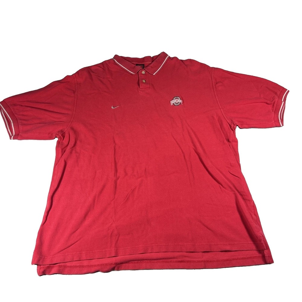 Vintage Ohio State OSU Buckeyes Nike NCAA Polo Shirt XXL Red Short Sleeve